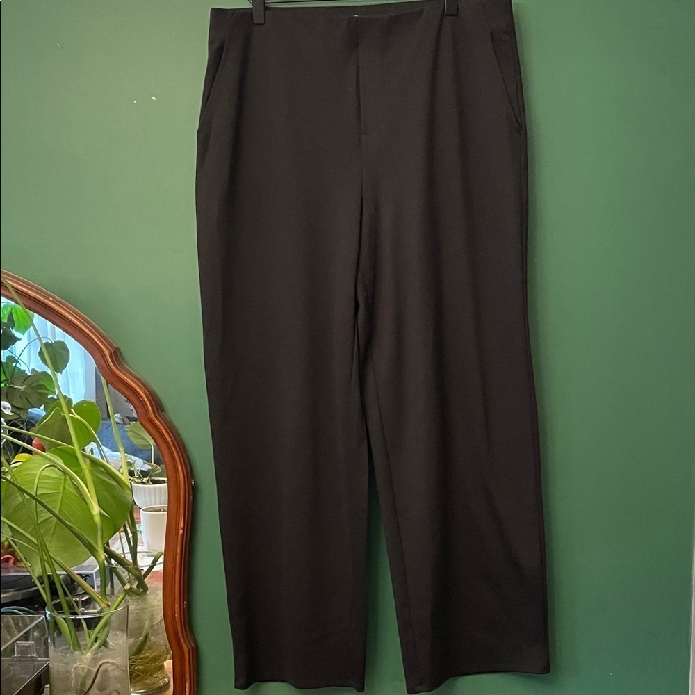 NIC+ZOE Lenox Womens L Black Pull On Pants w/Pockets Classic Work Chic